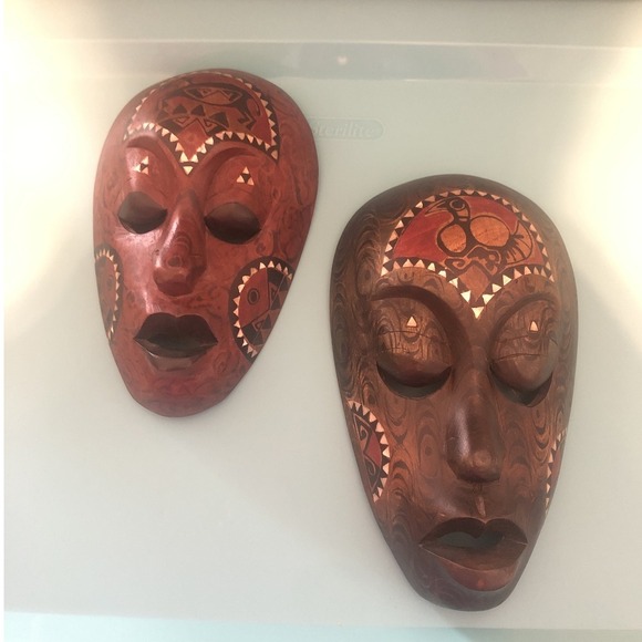 Vintage Wooden Mask 9/10 inch Indonesian Wall Hanging‎ Hand Carved - Picture 1 of 6